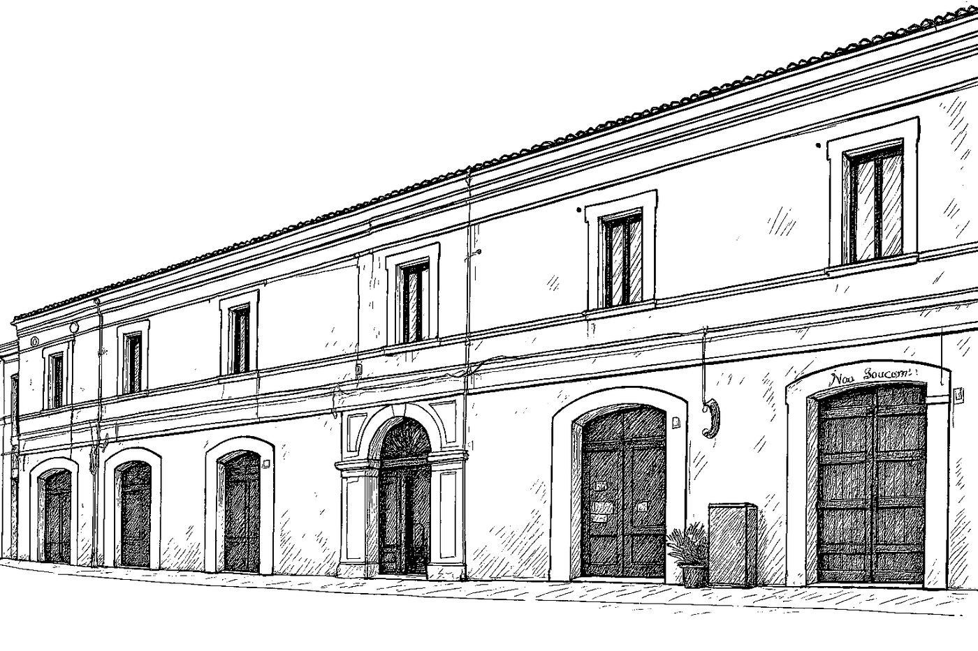 Palazzo Passerini, disegno al tratto della facciata